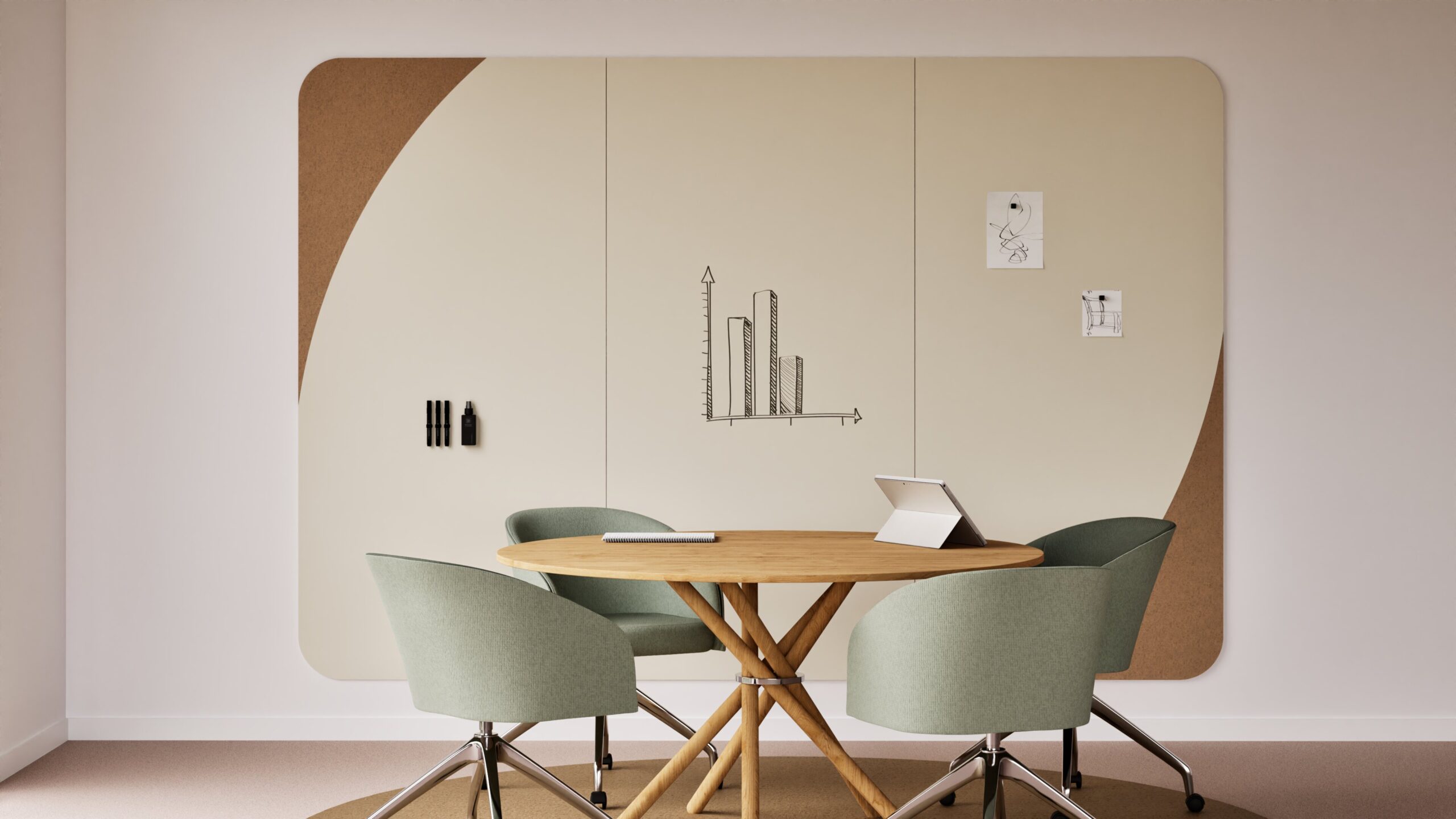 Curve Wall Combi – akoestiek + whiteboard