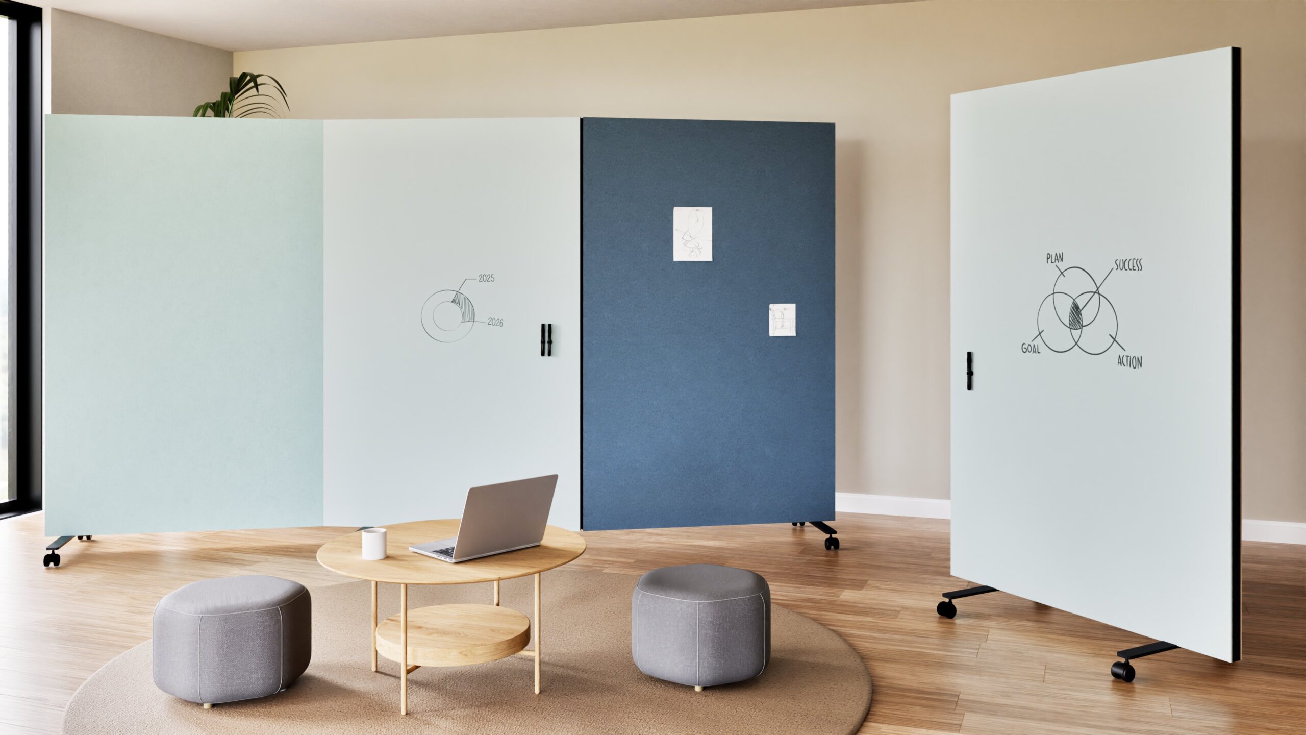 Harmonica Workwall – 3 delen zijaanzicht
