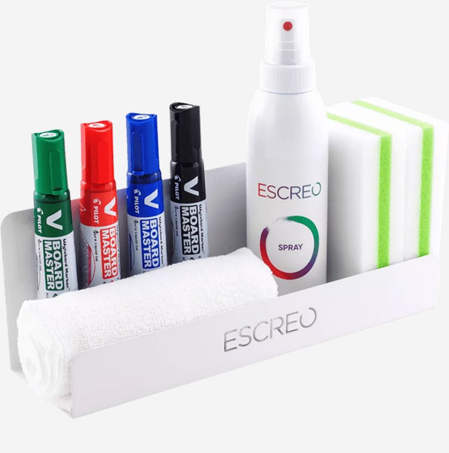 Escreo Start-set met houder, stiften, sponzen, reinigingsspray en microvezeldoek